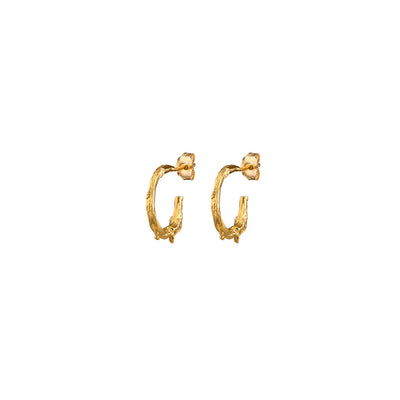 Irish Shrubbery Gold Vermeil Twig Hoop Earrings Gold Hoop Earrings Irish Jewellery Online Loinnir Jewellery