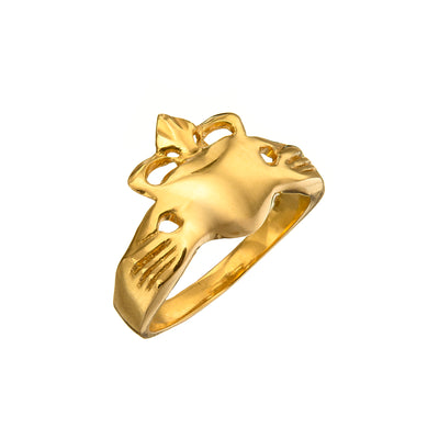 LOVE is love , and the Claddagh ring, with its rich history spanning centuries, represents three fundamental values: friendship, loyalty, and love. Loinnir Jewellery's Gold Vermeil  Claddagh Ring caters to everyone. The intricate crown design features fish-fin-like details that pay homage to the fishing village on the outskirts of Galway City, which was once known as Claddagh.