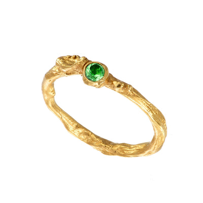 LJIRISHGTGVR Gold Vermeil Irish Shrubbery Green Tourmaline Ring Irish Jewellery Twig Ring Irish Jewelry Loinnir Jewellery