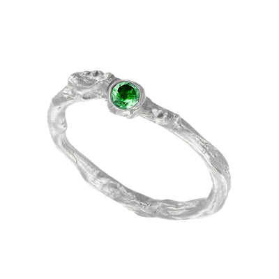 LJIRISHGTSR Sterling Silver Irish Shrubbery Green Tourmaline Ring Irish Jewellery Twig Ring Loinnir Jewellery