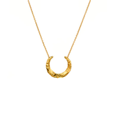 Celtic Necklace Textured Torc Necklace in a gold crescent-moon shaped like a modern take on Bronze Age Torc collars, a handmade jewellery from Ireland