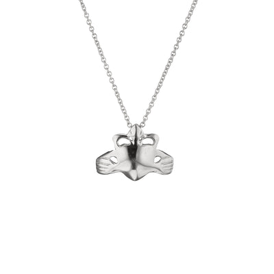Silver Claddagh Necklace of the Claddagh ring symbolises love. A floating heart necklace, a thoughtful, handmade Irish jewellery online from Ireland