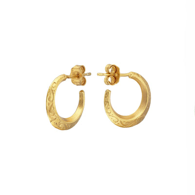 Gold Plated Torc Mini Detailed Hoop Earrings Jewellery Online Ireland | Loinnir